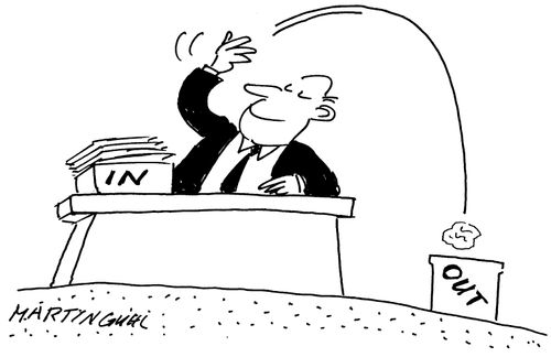 Out tray in office is the bin
