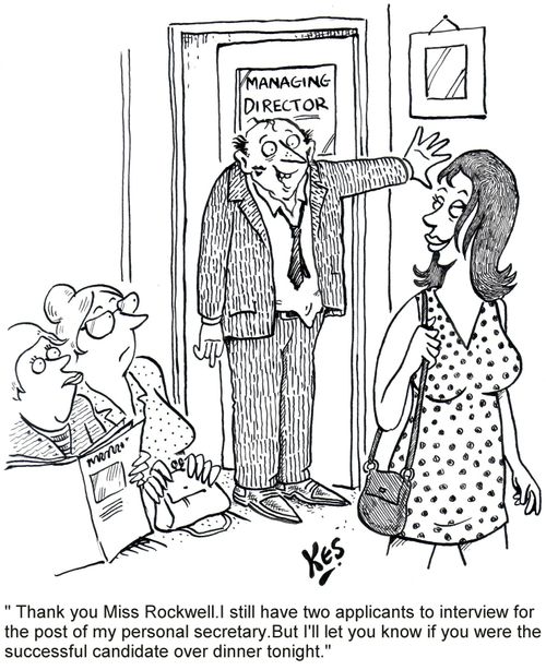 Managing director interviews attractive personal secretary.