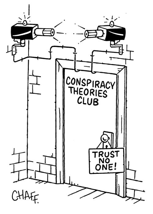 Conspiracy theories club - trust no one! (CCTV cameras watching each other).