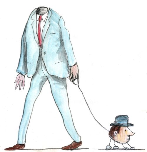 Man taking his head for a walk.
