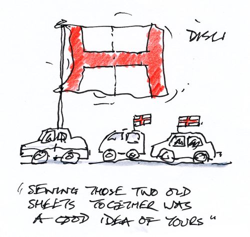 'Sewing those two old sheets together was a good idea of yours.'