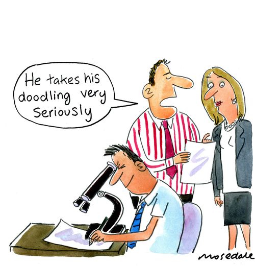 'He takes his doodling very seriously.'