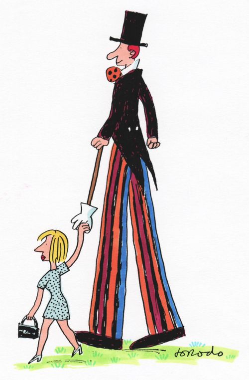 Circus Stilt-Walker with Girlfriend.