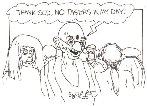 'Thank God, no tasers in my day!'