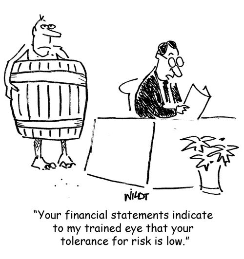 'Your financial statements indicate  to my trained eye that your  tolerance for risk is low.'