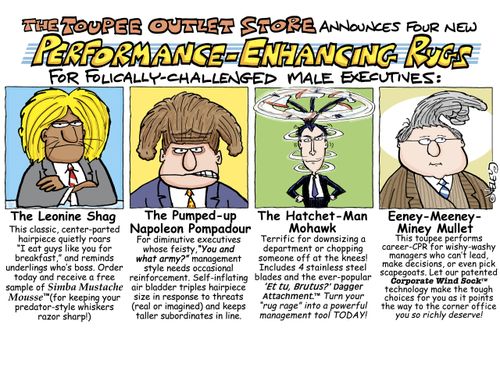 The Toupee Outlet Store Announces Four New Performance-Enhancing Rugs for Folically-Challenged Male Executives!