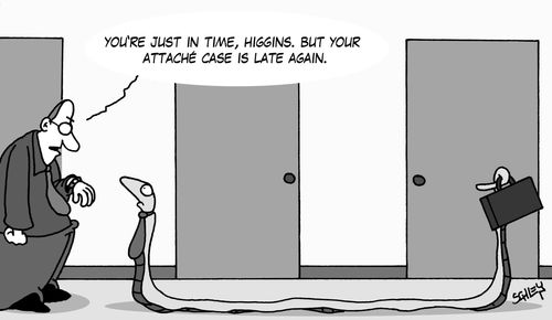 'You're just in time. But your attaché case is late again.'