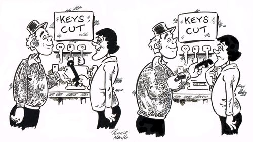Man literally having a key cut.