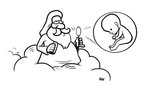God blowing bubbles.