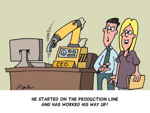 'He started on the production line and has worked his way up!'