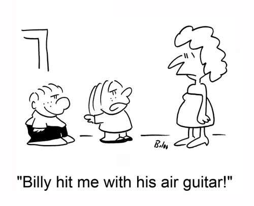 'Billy hit me with his air guitar!'