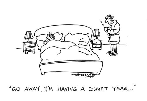 'Go away, I'm having a duvet year...'