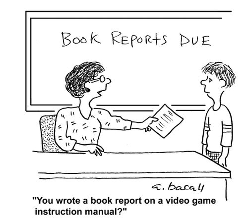 You wrote a book report on a video game instruction manual?