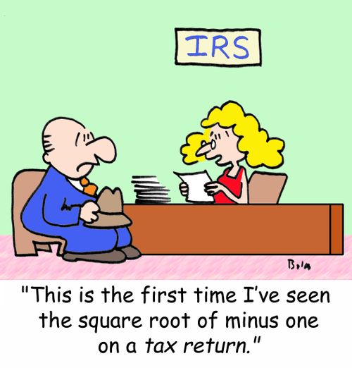 IRS, 'This is the first time I've seen the square root of minus one on a tax return.'