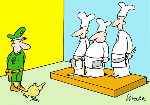 Headless Chicken picking out chief in a line up