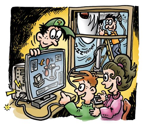 Computer on wind.