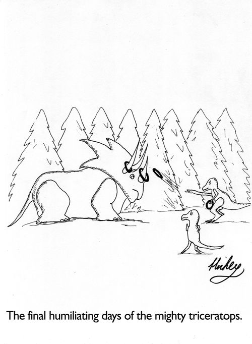 'The final humiliating days of the mighty triceratops.'