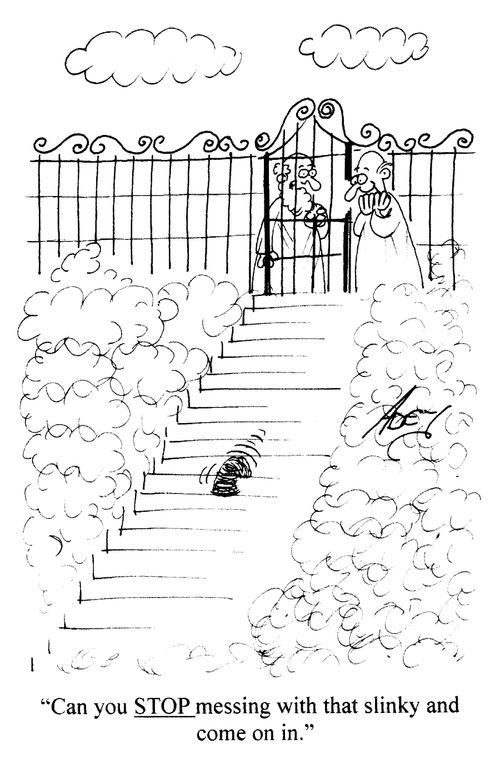 'Can you stop messing with that slinky and come on in.'