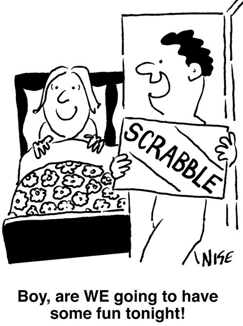 Fun in bedroom - Scrabble.