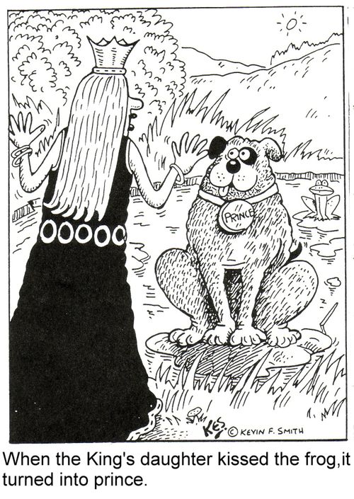 When the King's daughter kissed the frog,it turned into Prince.