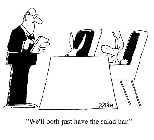 'We'll both just have the salad bar.'