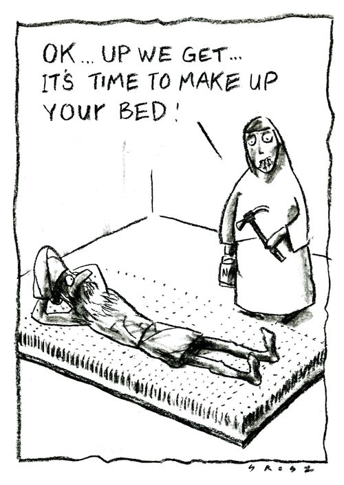 'Ok..Up we get..It's time to make up your bed!'