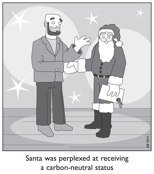 Santa was perplexed at receiving a carbon-neutral status.