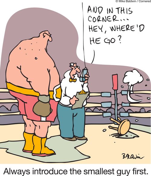 Always introduce the smallest guy first.