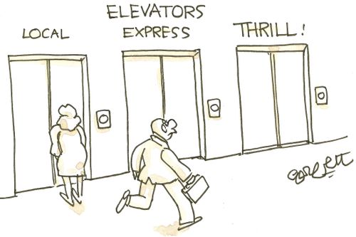 Elevators: 'Local...express...THRILL!'