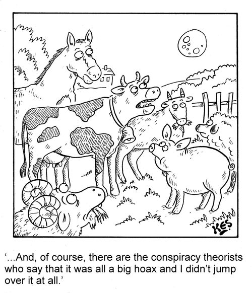 '... And of course, there are the conspiracy theorists who say that it was all a big hoax and I didn't jump over it at all.'