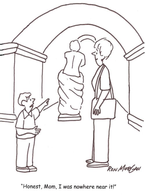 'Honest, Mom, I was nowhere near it.'