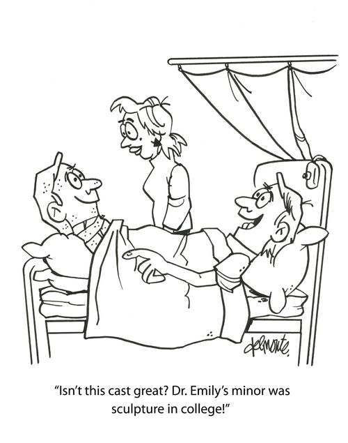 'Isn't this cast great? Dr. Emily's minor was sculpture in college!'