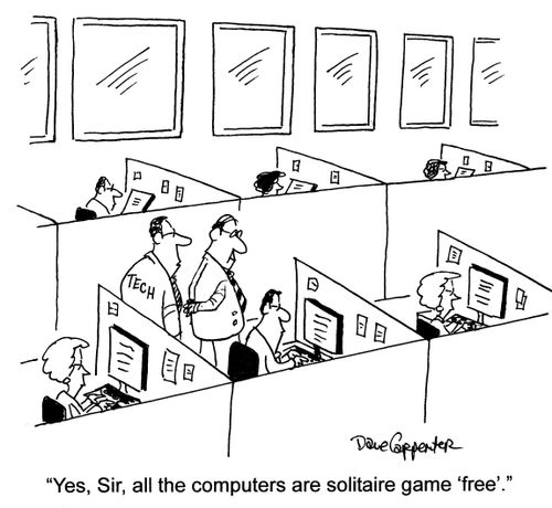 'Yes, Sir, all the computers are solitaire game 'free'.'