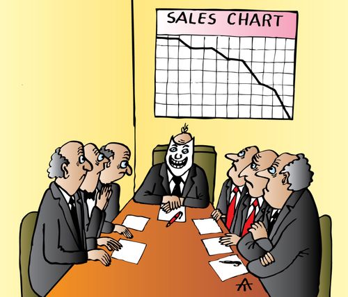 CEO wears a Happy Mask at meeting.