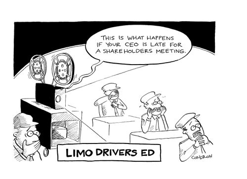 'This is what happens if your CEO is late for a shareholders meeting.'
