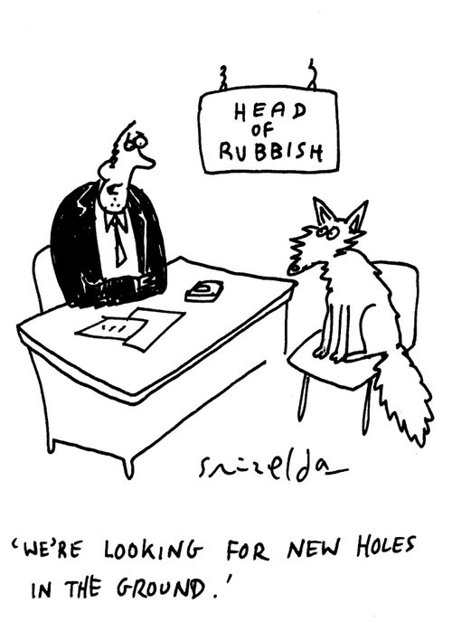 Head of Rubbish to fox - 'We're looking for new holes in the ground.'