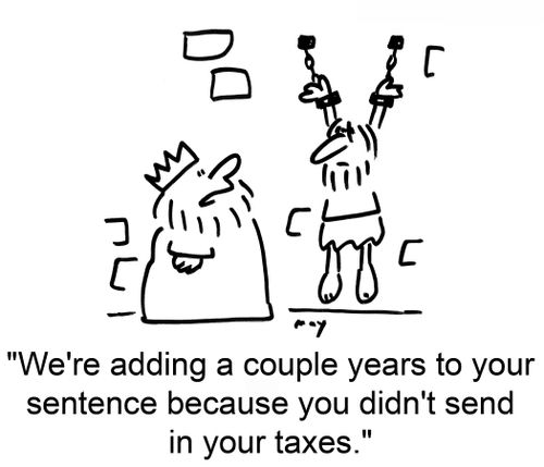 'We're adding a couple years to your sentence because you didn't send in your taxes.'