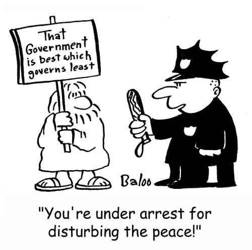 'You're under arrest for disturbing the peace.'