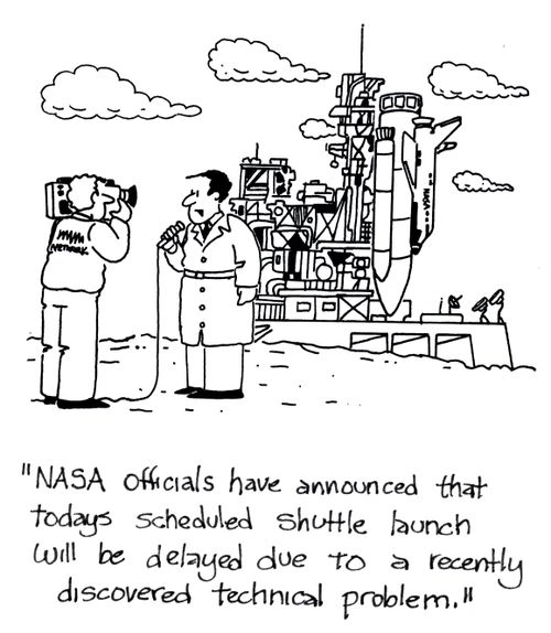 'NASA officials have announced that todays scheduled shuttle launch will be delayed due to a recently discovered technical problem.'