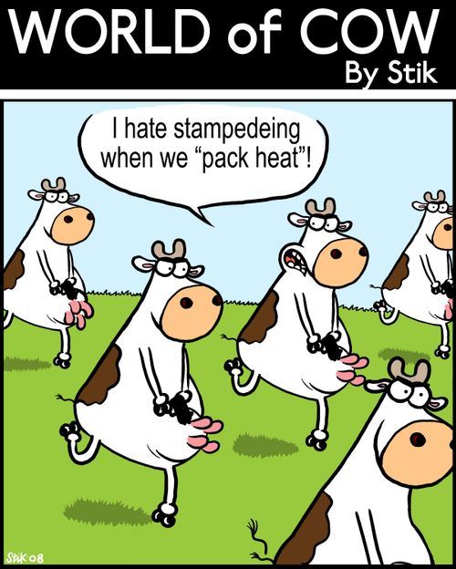 I hate stampedeing when we 'pack heat'!