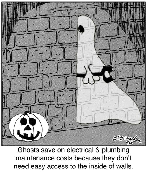 Ghosts save on electrical & plumbing maintenance costs because they don't need easy access to the inside of walls.