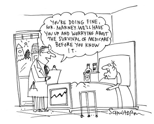 'You're doing fine Mr. Marney. We'll have you and worrying about the survival of medicare before you know it.'