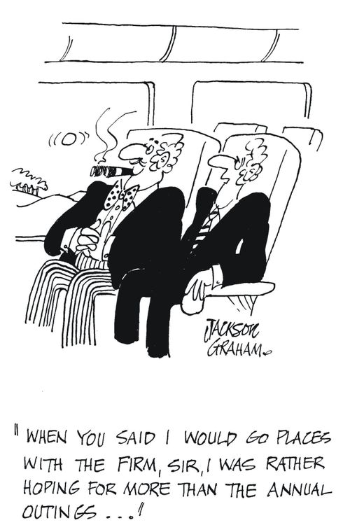 'When you said I would go places with the firm , sir, I was rather hoping for more than the annual outings...'