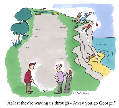'At last they're waving us through - Away you go George.'