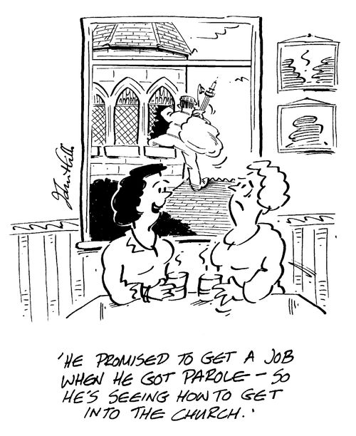 "He promised to get a job when he get parole - so he's seeing how to get into the church."
