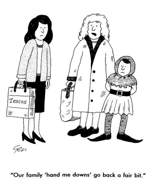 Women talking, "Our family 'hand me downs' go back a fair bit"