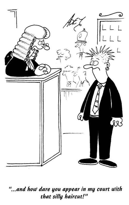 '...and how dare you appear in my court with that silly haircut!'