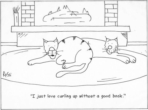 Two Cats 'I just love curling up without a good book.'
