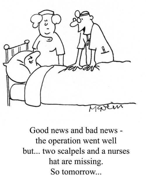 'Two scalpels and a nurses hat are missing...'