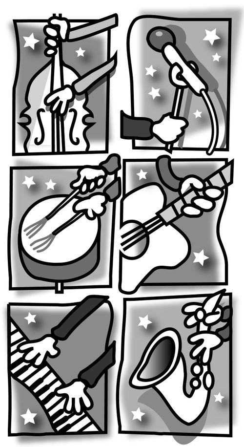 Six jazz instruments.